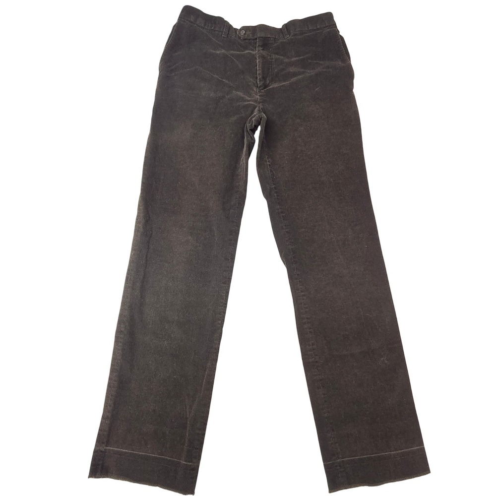 Lauren Ralph Lauren Mens Brown Corduroy Pants Straight Leg Raw Hem 34x31